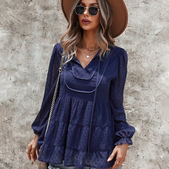 VINTAGE BOHO CHIC LAYERED BELL SLEEVED BLOUSE - Picture 1 of 8